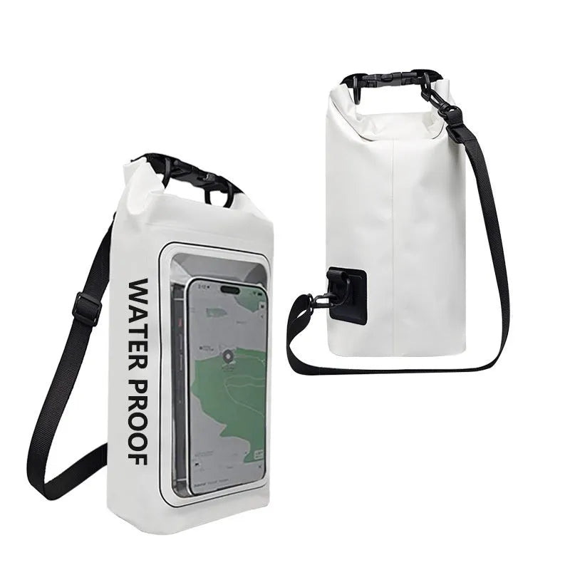 2-litre waterproof crossbody bag made of 500D PVC mesh in army green for outdoor swimming and beach use
