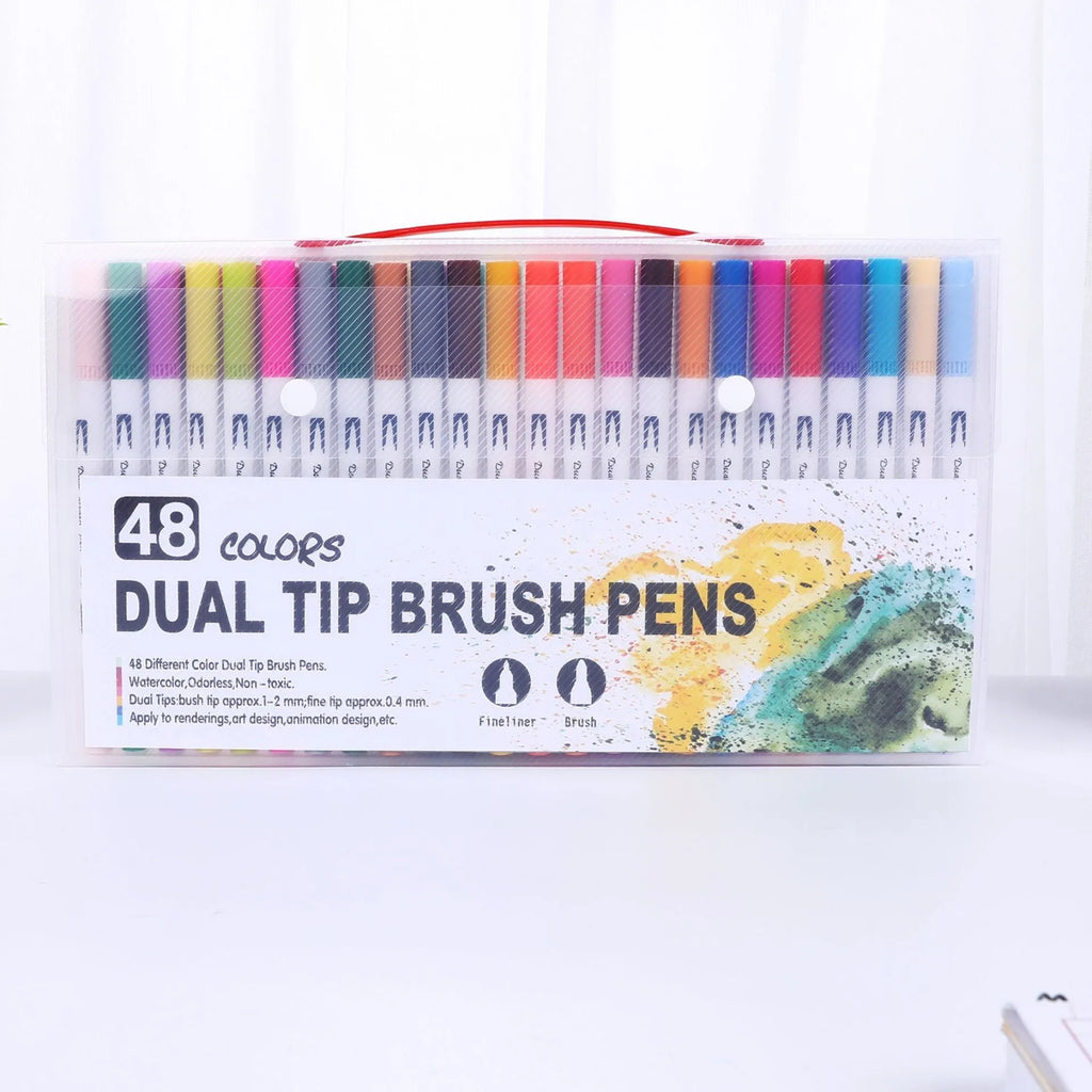 Set of watercolour pens in a case, showing multiple colour options for artists and promotional use.