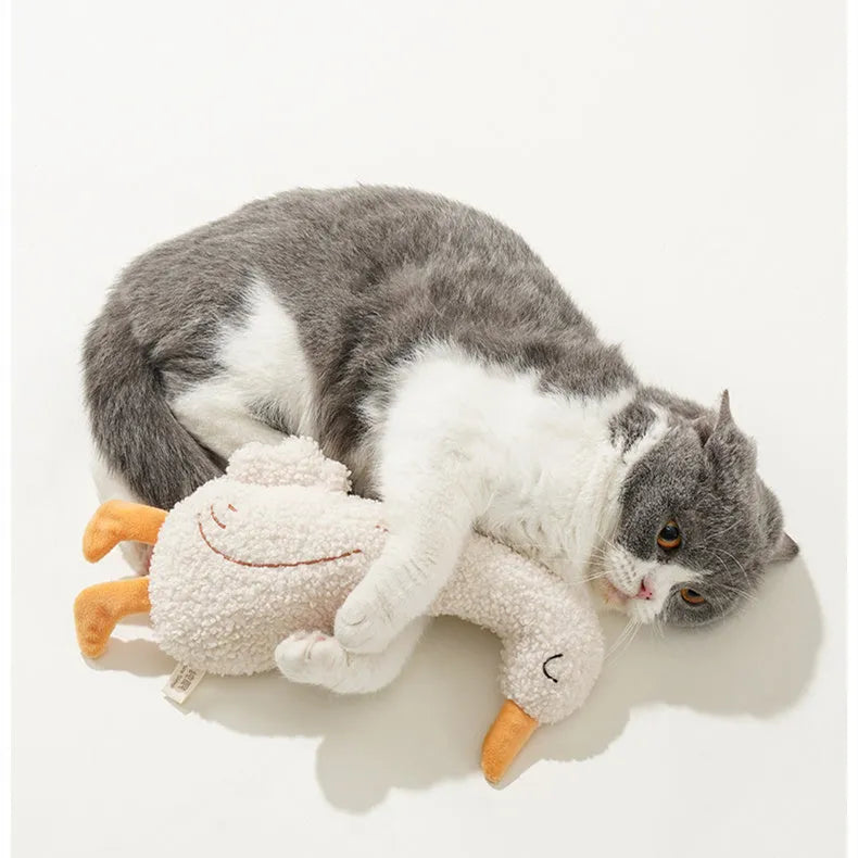 Pet Home cartoon bite resistant grinding toy in Fox and Duckling colours with teddy velvet fabric and sound paper