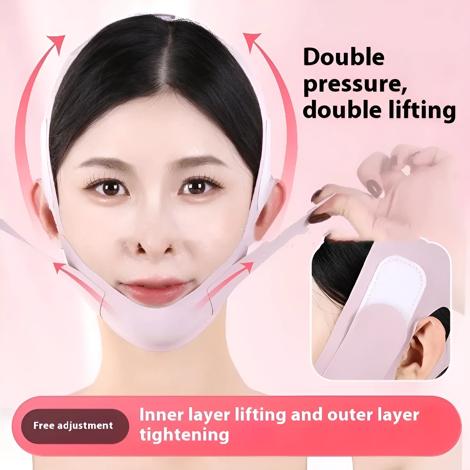 Small V face shaping mask in light breathable fabric with lifting bandage design