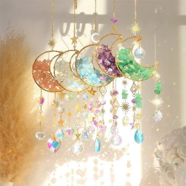 K9 crystal moon pendant car accessory with 420mm cord in five colour options