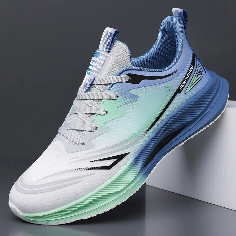 Men's casual low-top sneakers with woven mesh upper and rubber sole in black blue colour