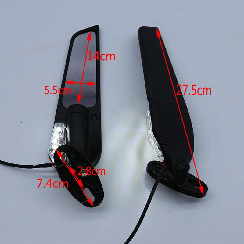 Motorcycle rearview mirror reflector with yellow light and convex lens