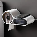 White plastic toilet roll holder with streamline curve and non-slip place, no-punching installation