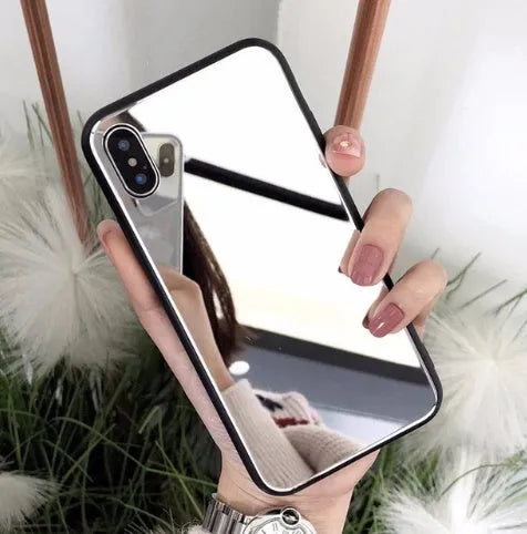Black mirror iPhone case for iPhone X and iPhone 7/8 Plus models with TPU and PC construction