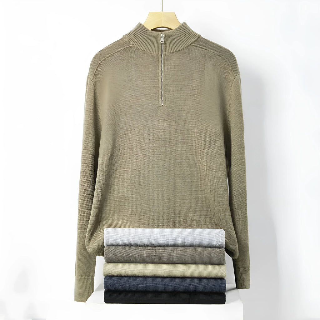 Thickened wool casual sweater for men, slim-fit pullover in six colours including black and light gray