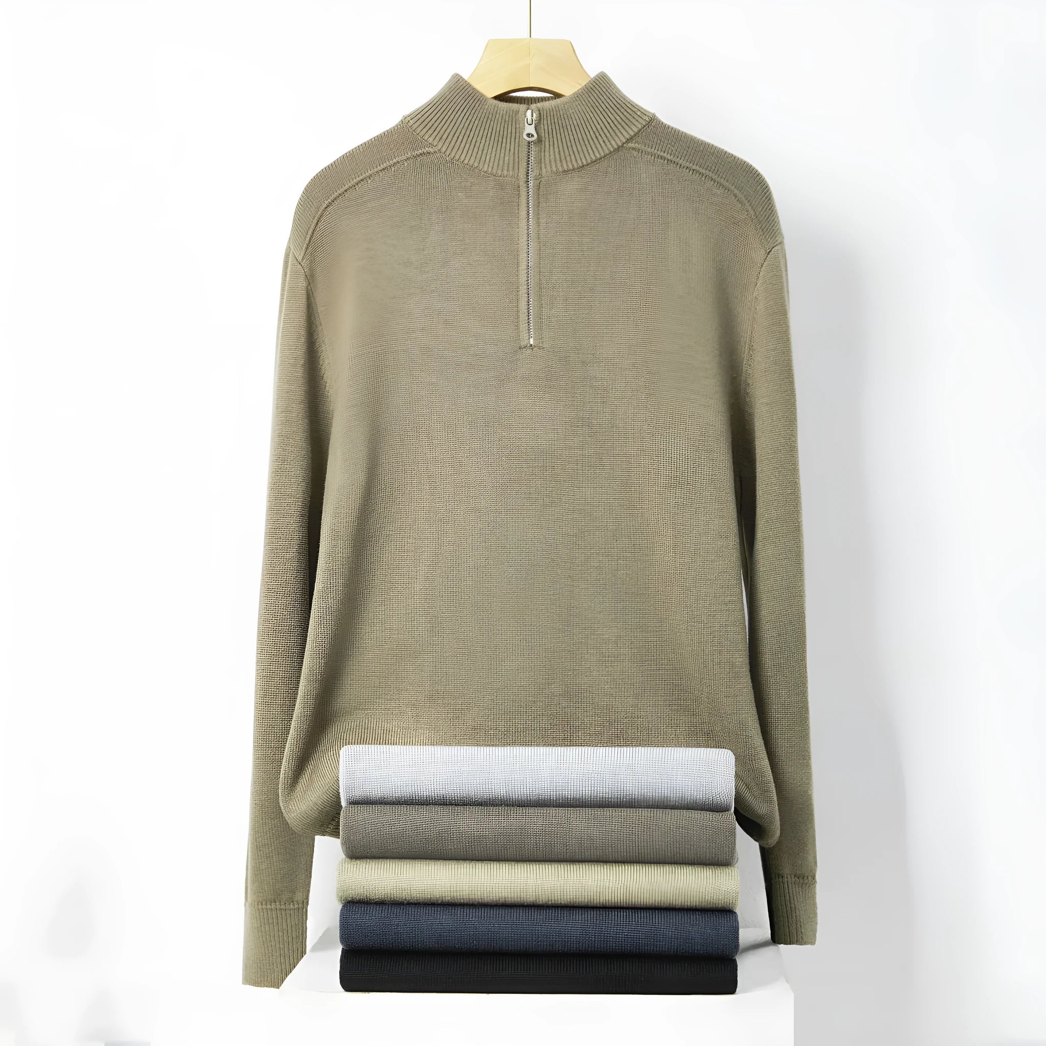 Thickened wool casual sweater for men, slim-fit pullover in six colours including black and light gray