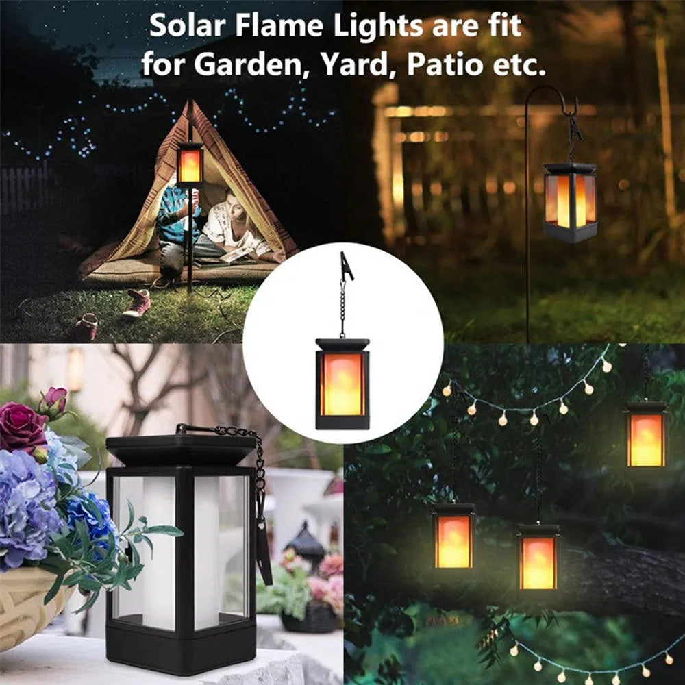Black antique flame style solar street lamp for outdoor garden lighting