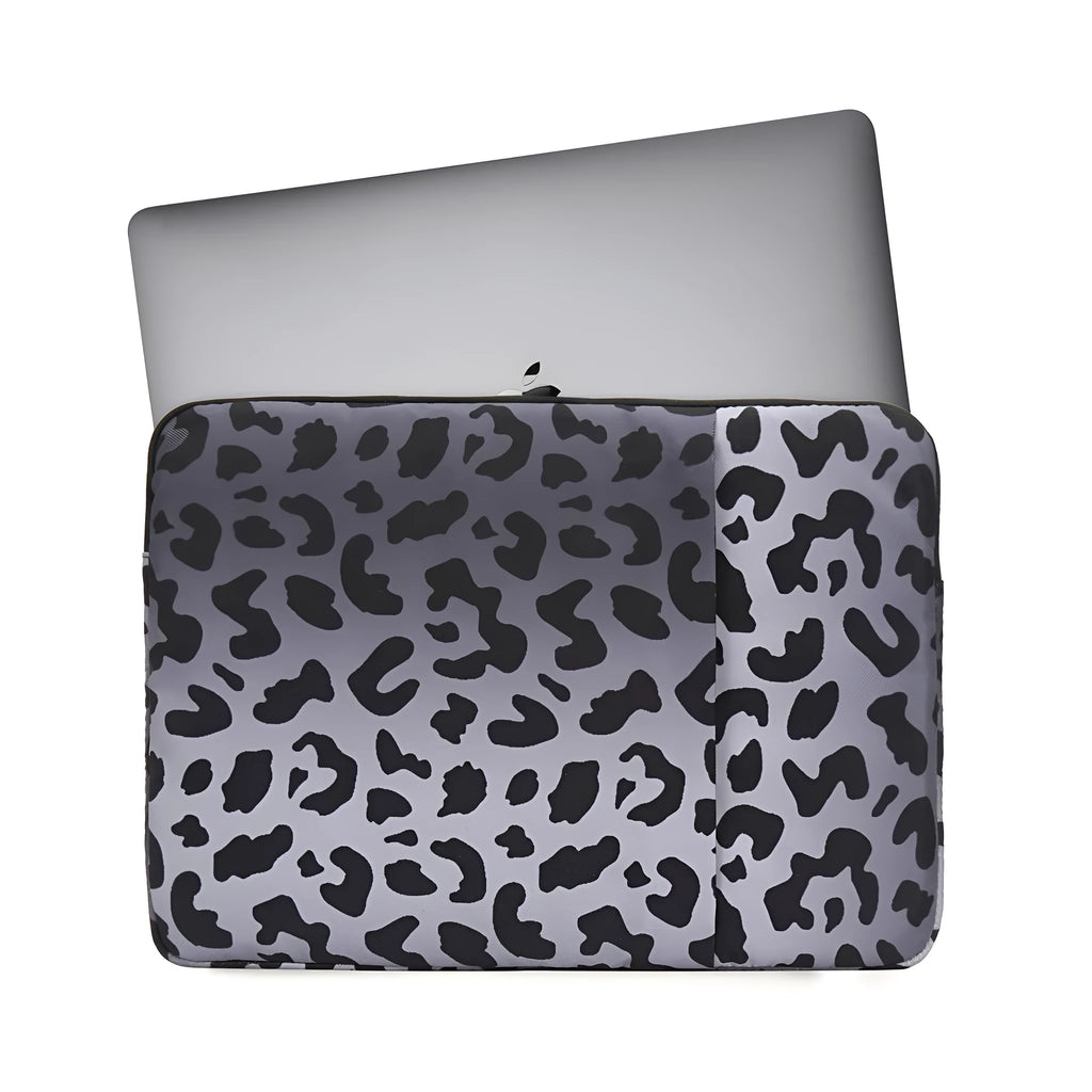 Leopard print laptop sleeve for 13-inch 14-inch 15.6-inch and 16-inch laptops.