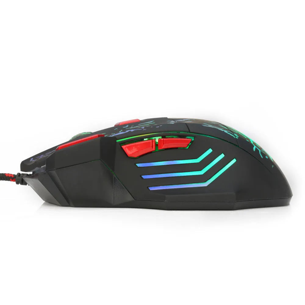 H300BK colour wired USB gaming mouse with luminous lighting effects and ergonomic design