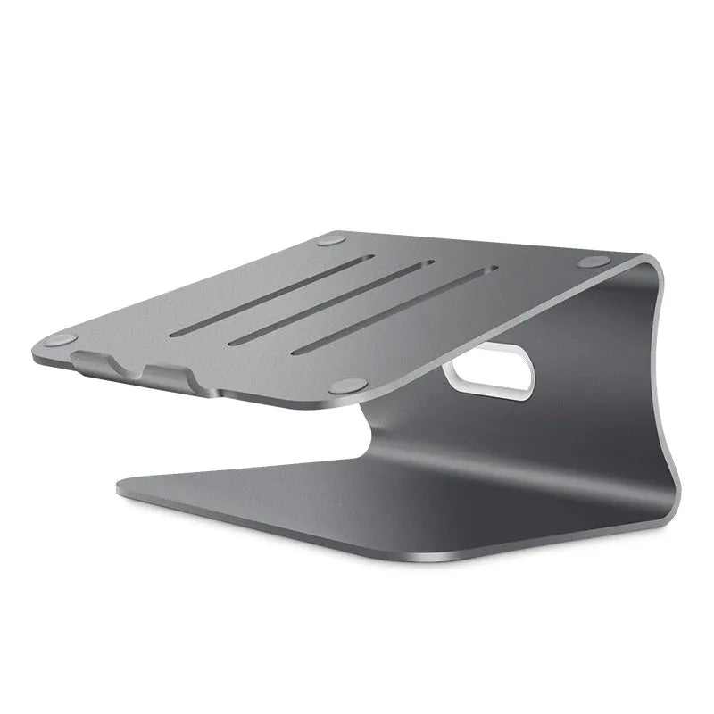 Aluminium laptop cooling bracket with rotary adjustment in silver or grey
