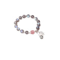 Women's 925 silver crystal bracelet with 7.5mm gray moonlight and strawberry beads, honeysuckle style, animal zodiac design