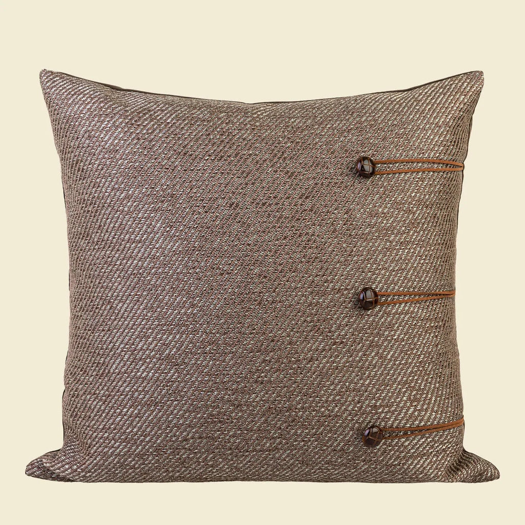 Chinese style geometric pattern cushion pillow in 45cm square dimensions with feather velvet filling