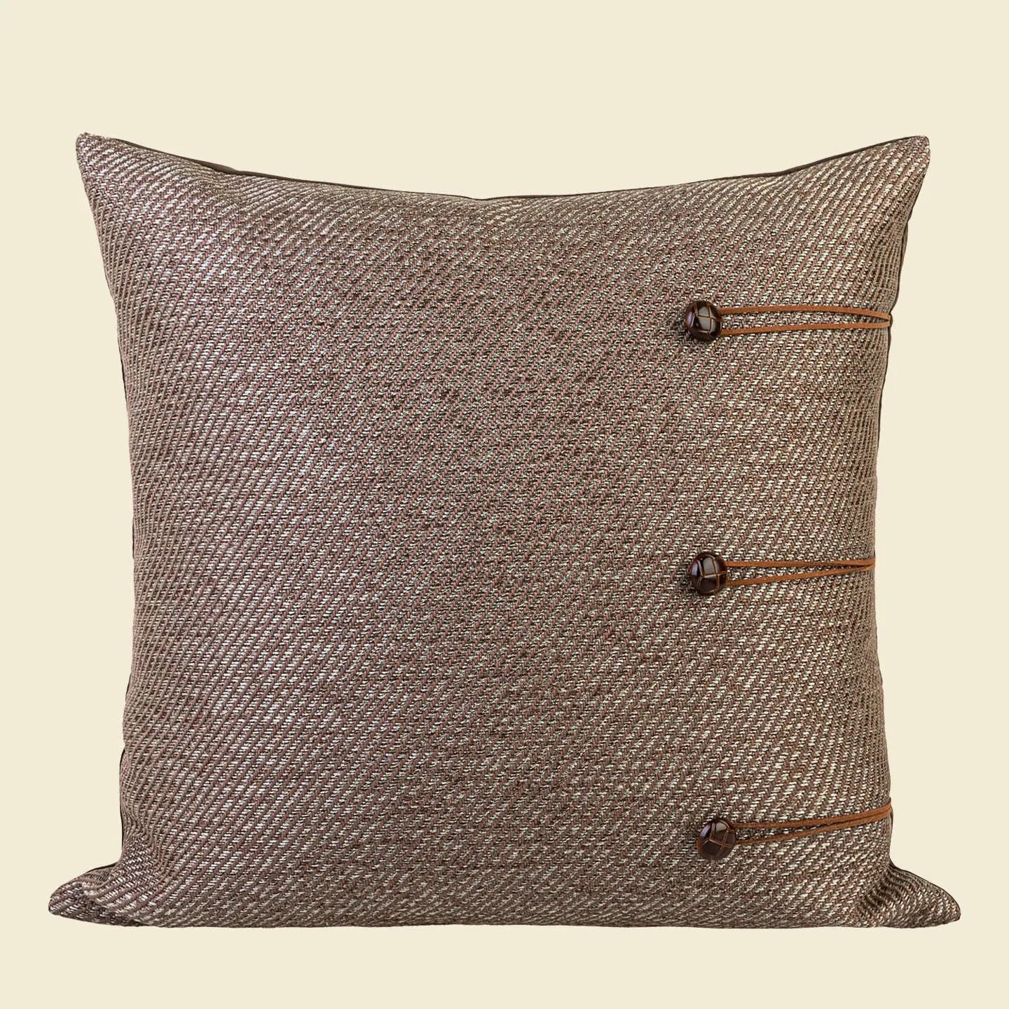 Chinese style geometric pattern cushion pillow in 45cm square dimensions with feather velvet filling
