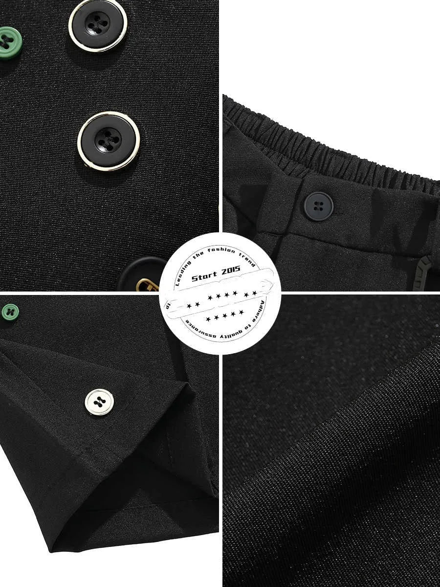 Black loose-fit men's shorts with a semi-elastic waistband and zipper fly, shown above the knee.
