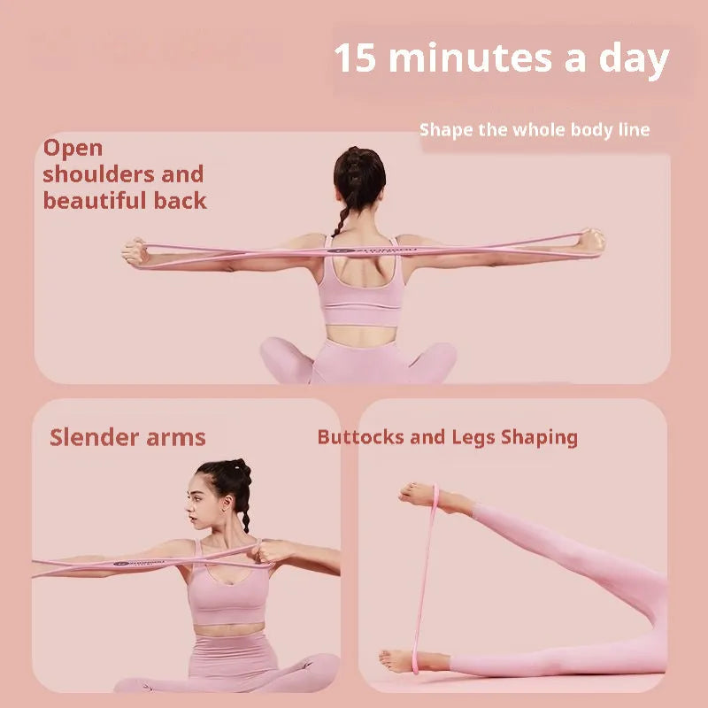 Chest expander fitness elastic rope silicone resistance strip in pink 15 pound option for home gym workout