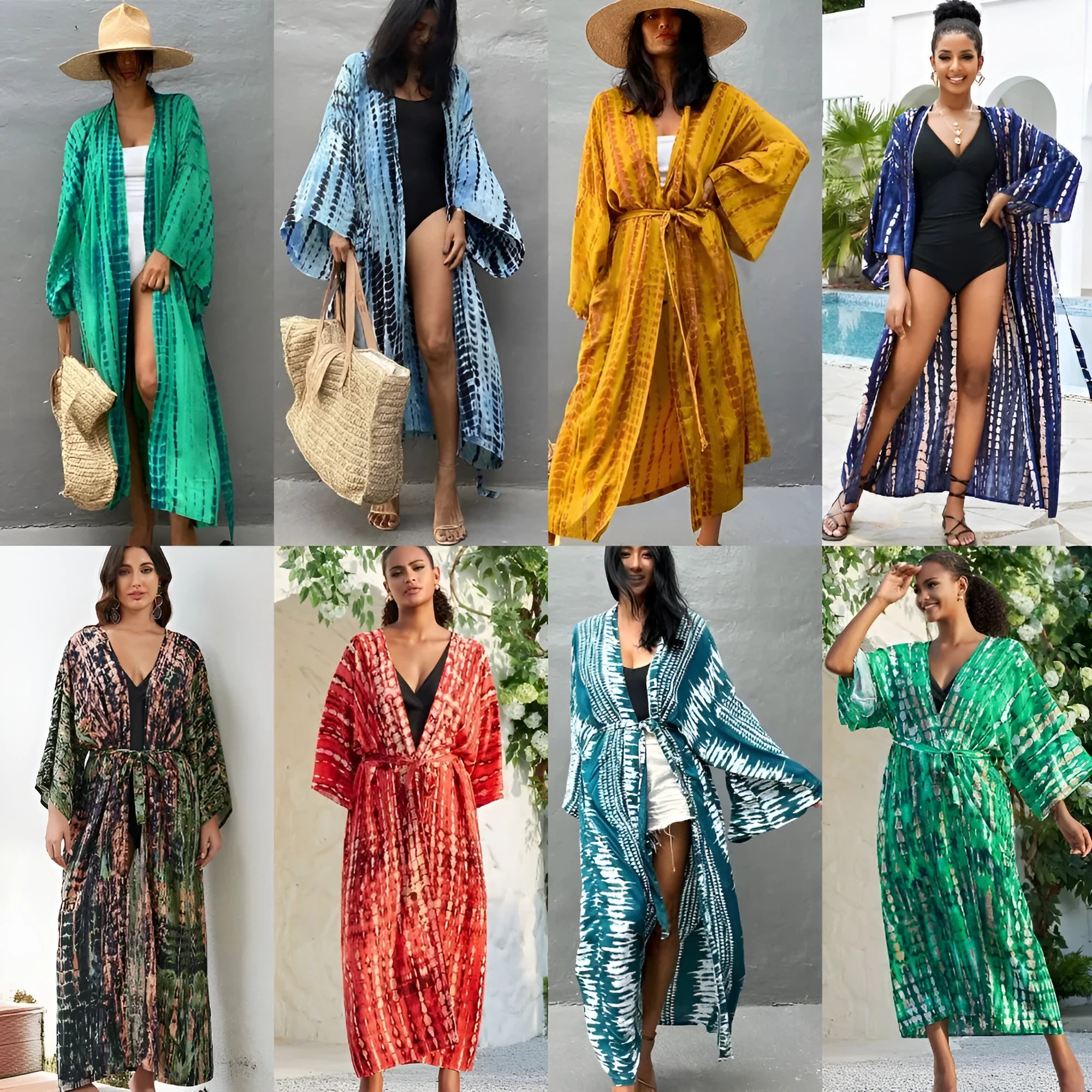 Printed loose cotton beach cover-up shirt for sun protection in average size