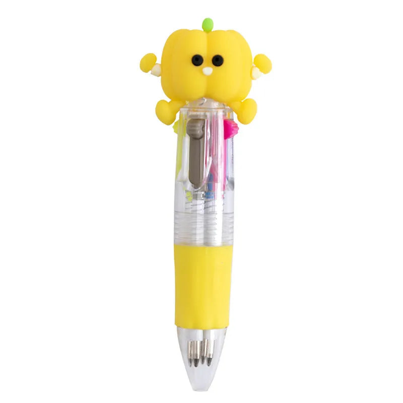 Four-colour press ballpoint pen with cartoon design and 0.7mm bullet tip