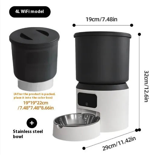 4L smart pet feeder with remote monitoring and scheduling for cats and dogs