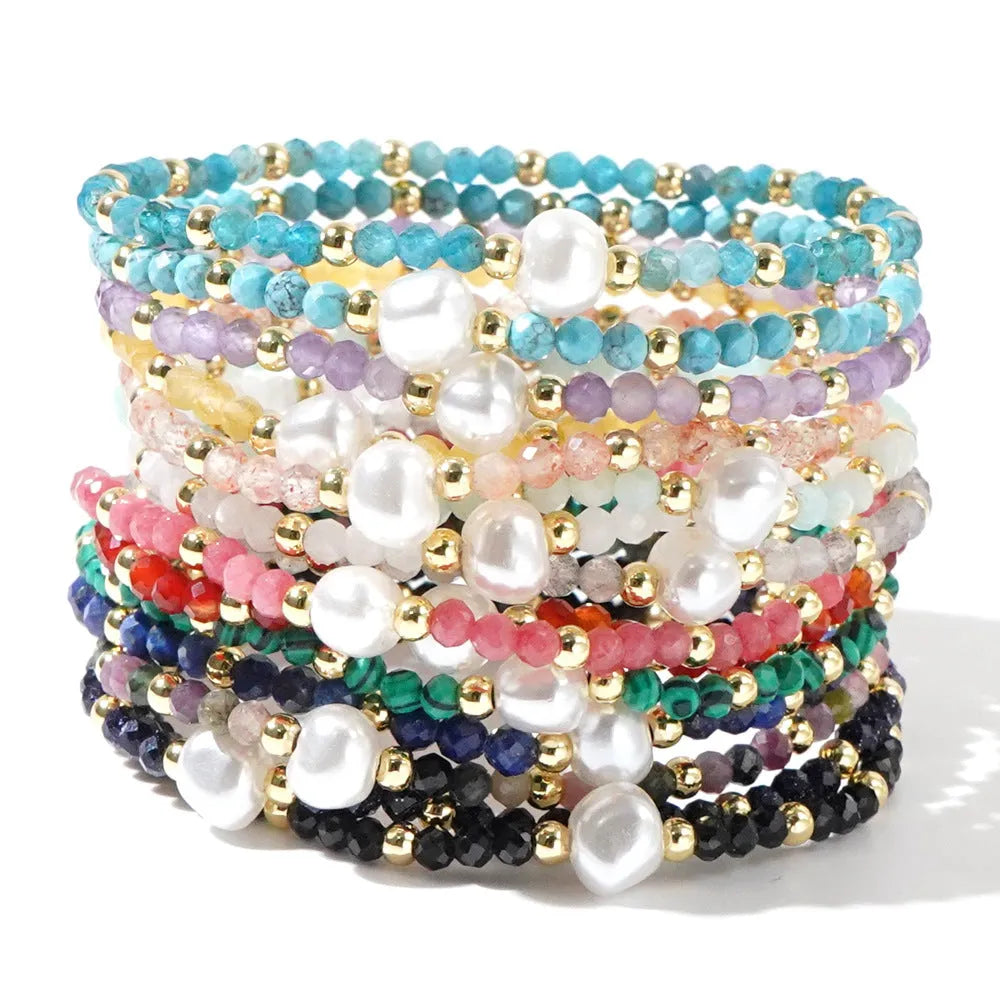 Unisex natural stone bracelet with geometric ellipse shape in light luxury style
