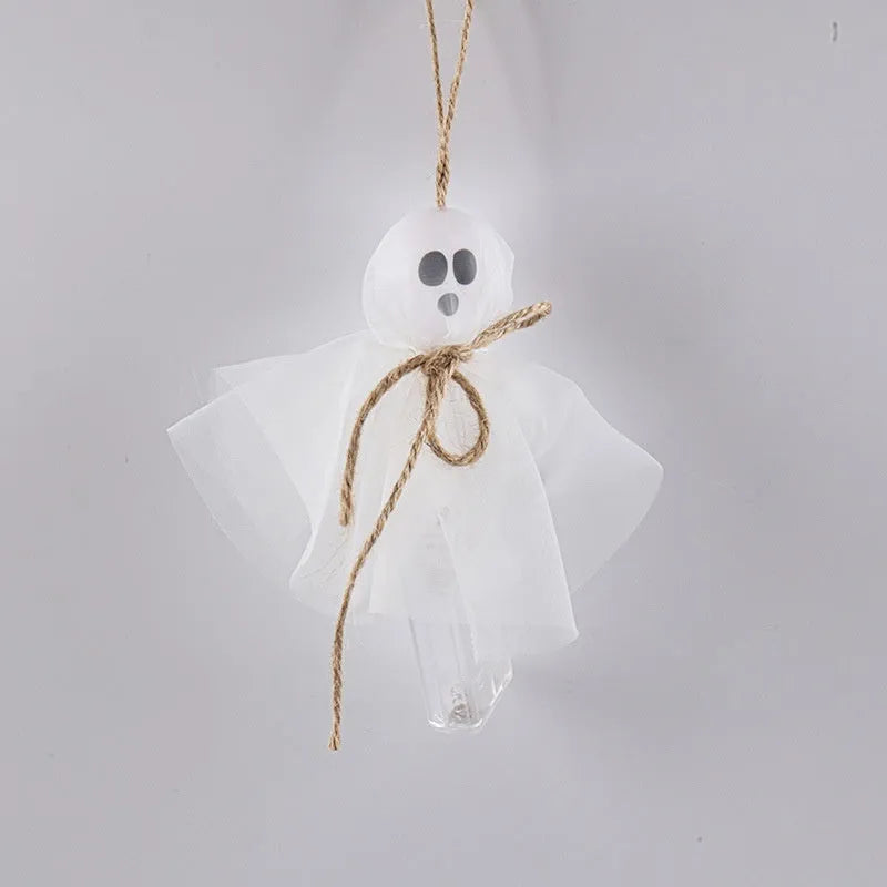 Halloween LED lighting chain with colourful ghost-themed bulbs and battery box for venue decoration