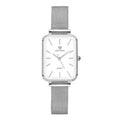 Women's waterproof quartz watch with alloy case and woven steel strap in rose gold or silver colour