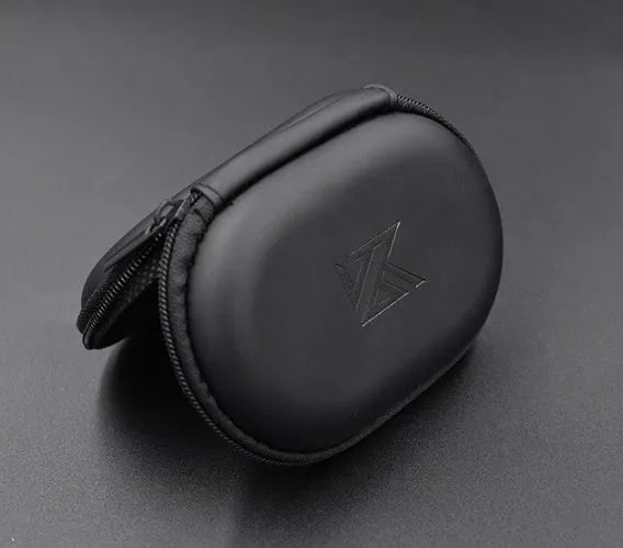 Oval black leather earphone storage bag for EDX PRO and ZEX