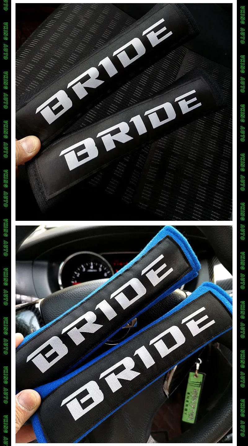 Black car seatbelt shoulder pad made of sponge cloth and cotton, showing embroidery weave detail.