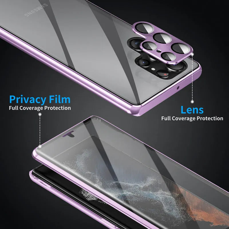 Magnetic phone case with privacy mirror for Samsung Galaxy phones in multiple colour options
