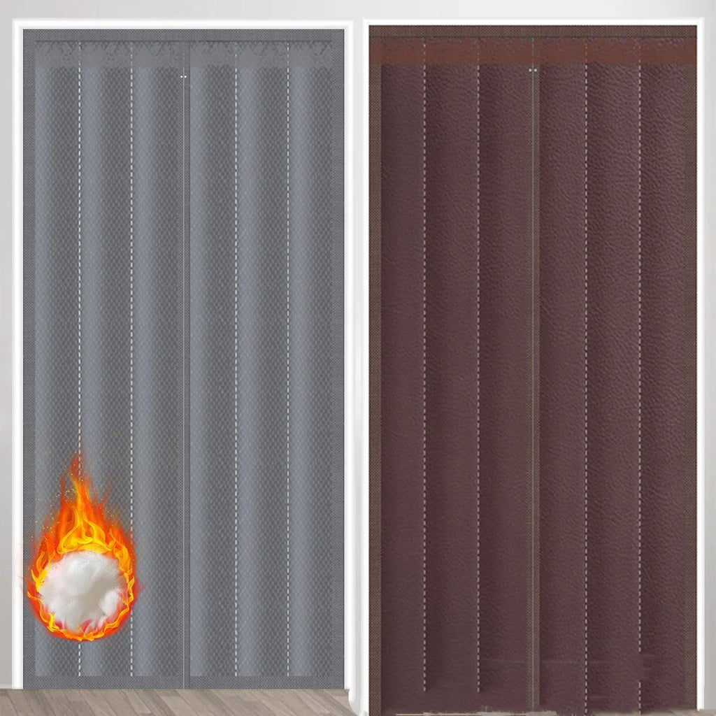 Full seam magnetic strip cotton door curtain in New Chinese style for thermal insulation