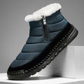 Men's plus size snow boots thickened warm lining non-slip rubber sole solid colour black