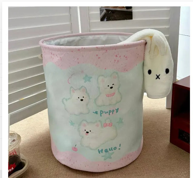Foldable cotton laundry basket in a choice of twelve patterns including baby bear and mint green designs