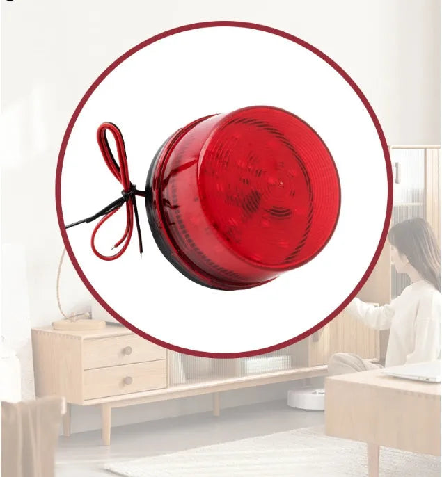 Ji'an Electronics HC-79 red 24v rotating warning beacon light with alarm, 73mm diameter