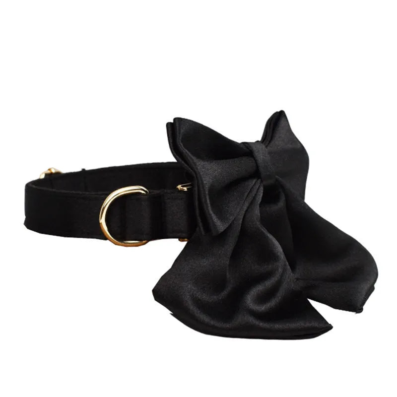 Cloth dog collar leash set with matching bow and vest in multiple colour options for small to medium dogs
