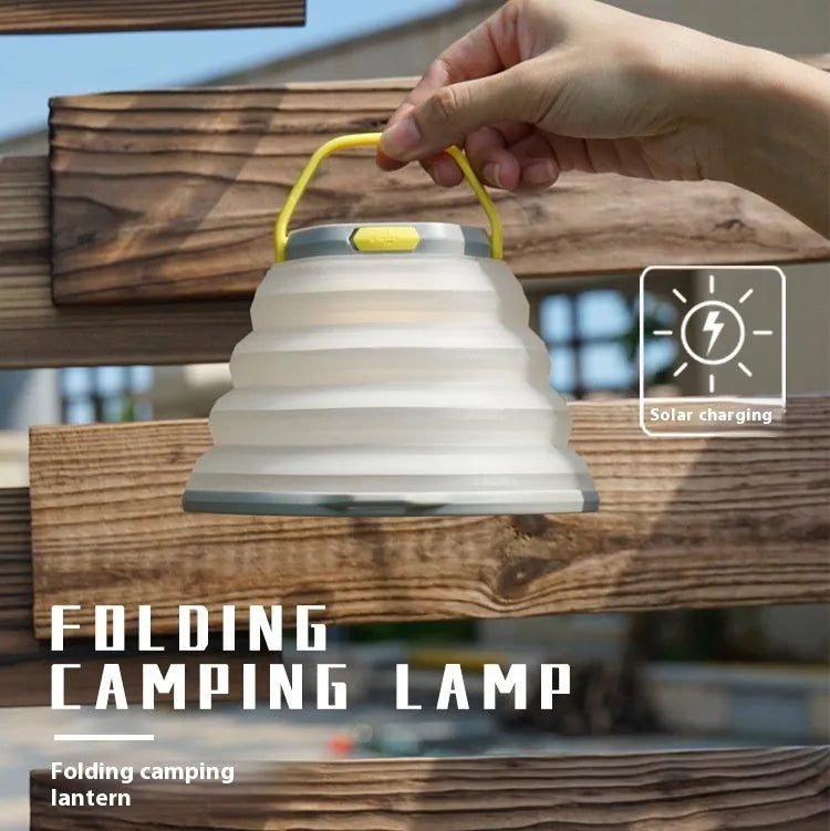 White rechargeable camping lamp with large battery for outdoor tent lighting