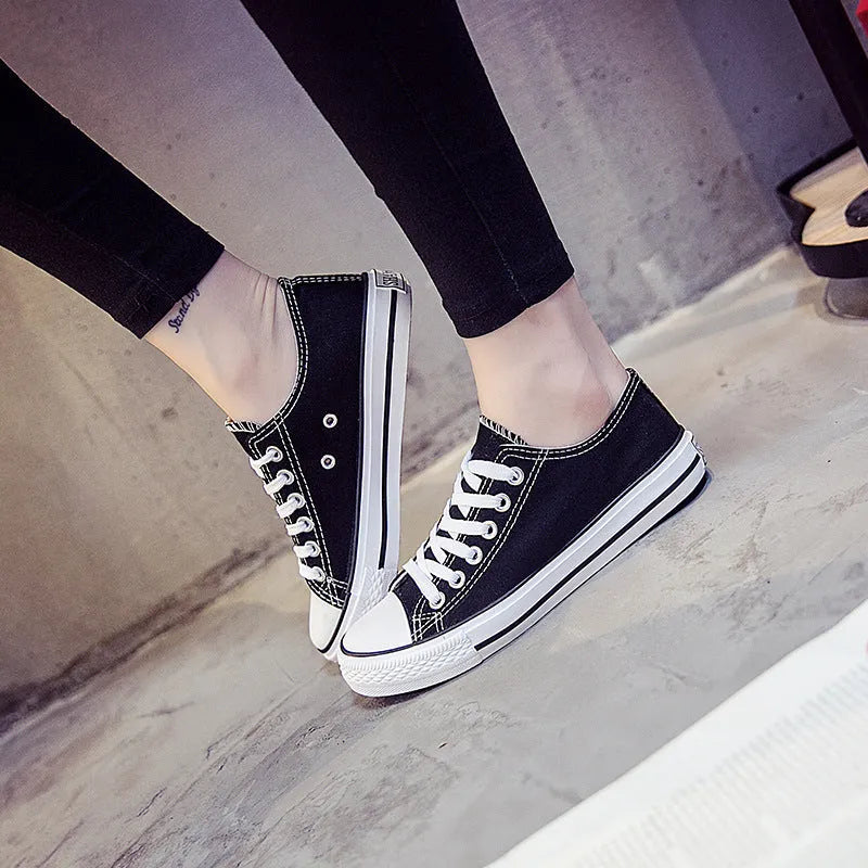 Women's casual canvas shoes in solid colours available in multiple sizes