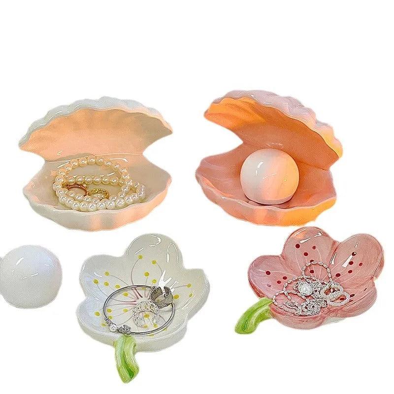Yellow porcelain storage tray with optional small night light on display