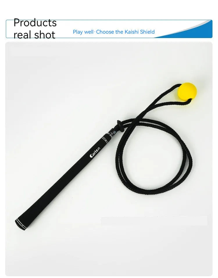 Black silicone elastic string practice rope trainer for golf swing correction and ball sports training