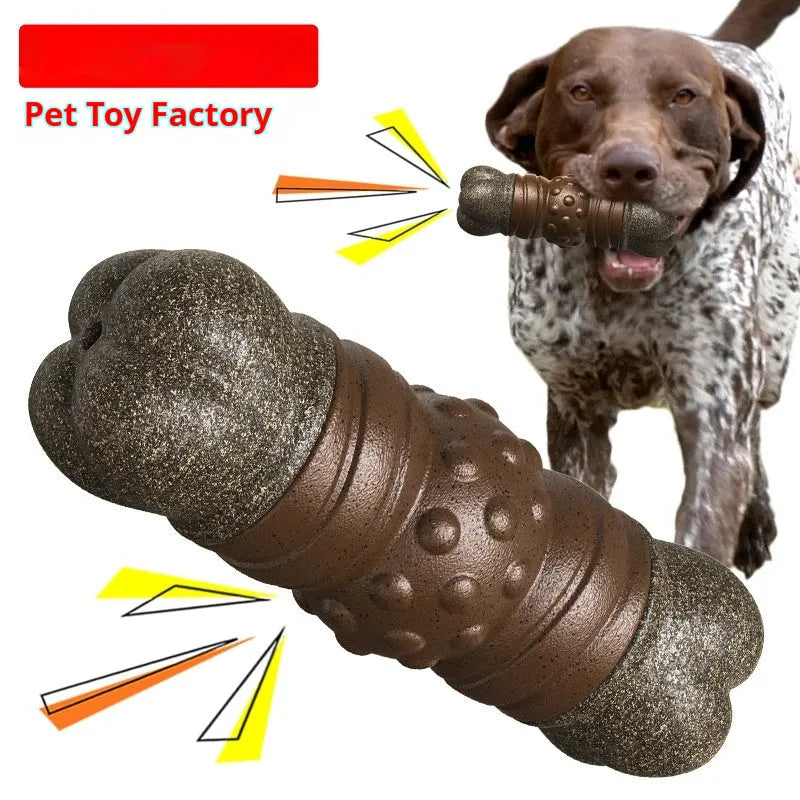 Wood colour plastic dog dental chew rod toy for molar cleaning
