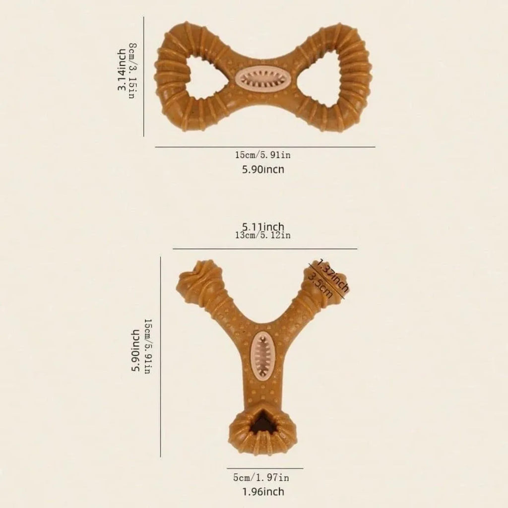 Durable dog chew bone toy for dental health in 8-shape and Y-shape variations