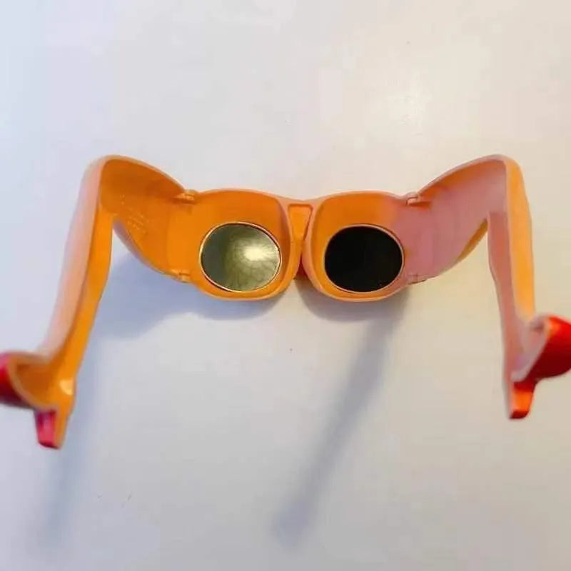 Orange novelty sunglasses with personality leg and hip design for adults