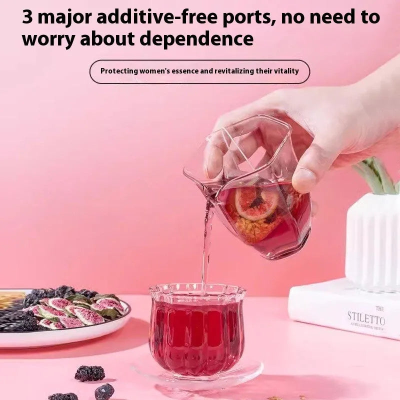 Black wolfberry tea bags in assorted pack sizes with free cup on white background