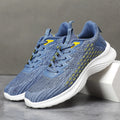 Women's lavender purple Flyknit mesh running shoes with striped pattern and EVA sole