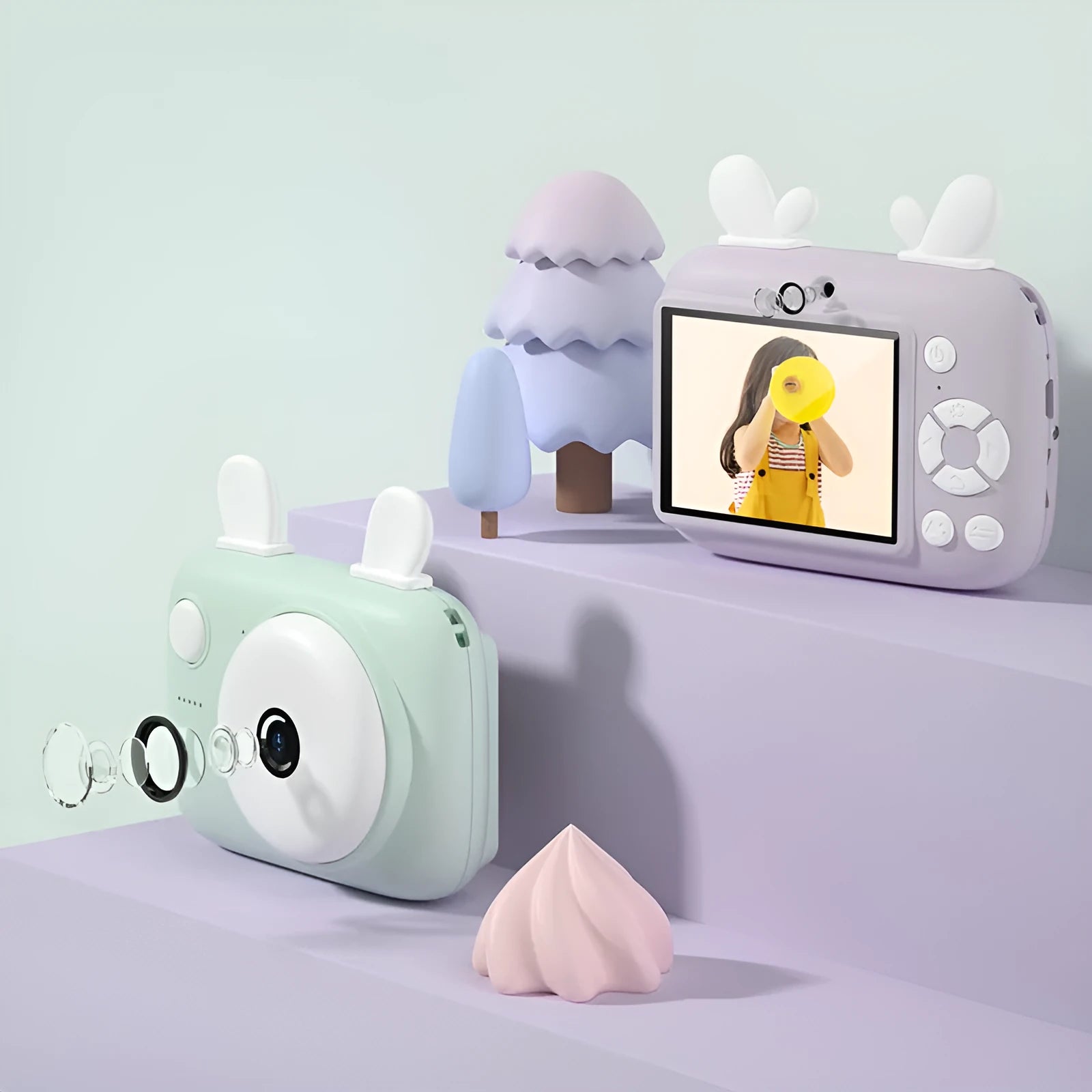 A2 Macaron kids digital camera in green with 40MP dual cameras and 2.4 inch screen