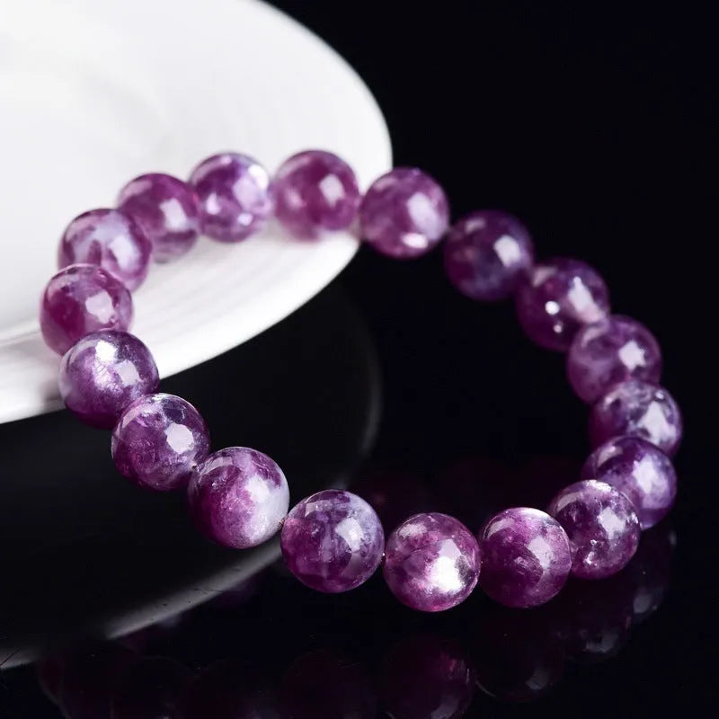 Purple crystal bead bracelet with geometric shapes in unisex Korean style design