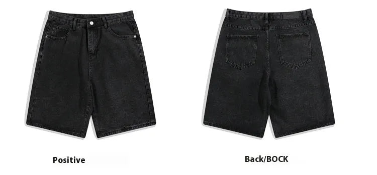 Men's light blue denim shorts with a five-pocket design and straight-leg cut on a mid-waist fit.