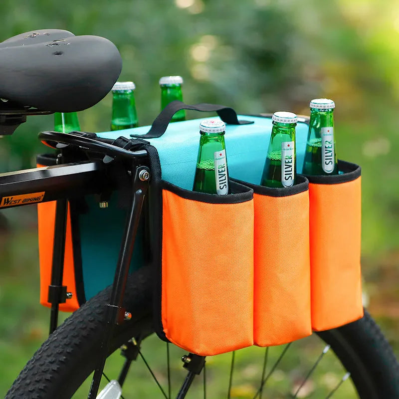 Black and orange bicycle handlebar double-sided anti-scratch drink storage bag with 2L capacity