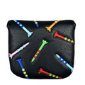 Black golf putter protective sleeve with square rocket pattern design