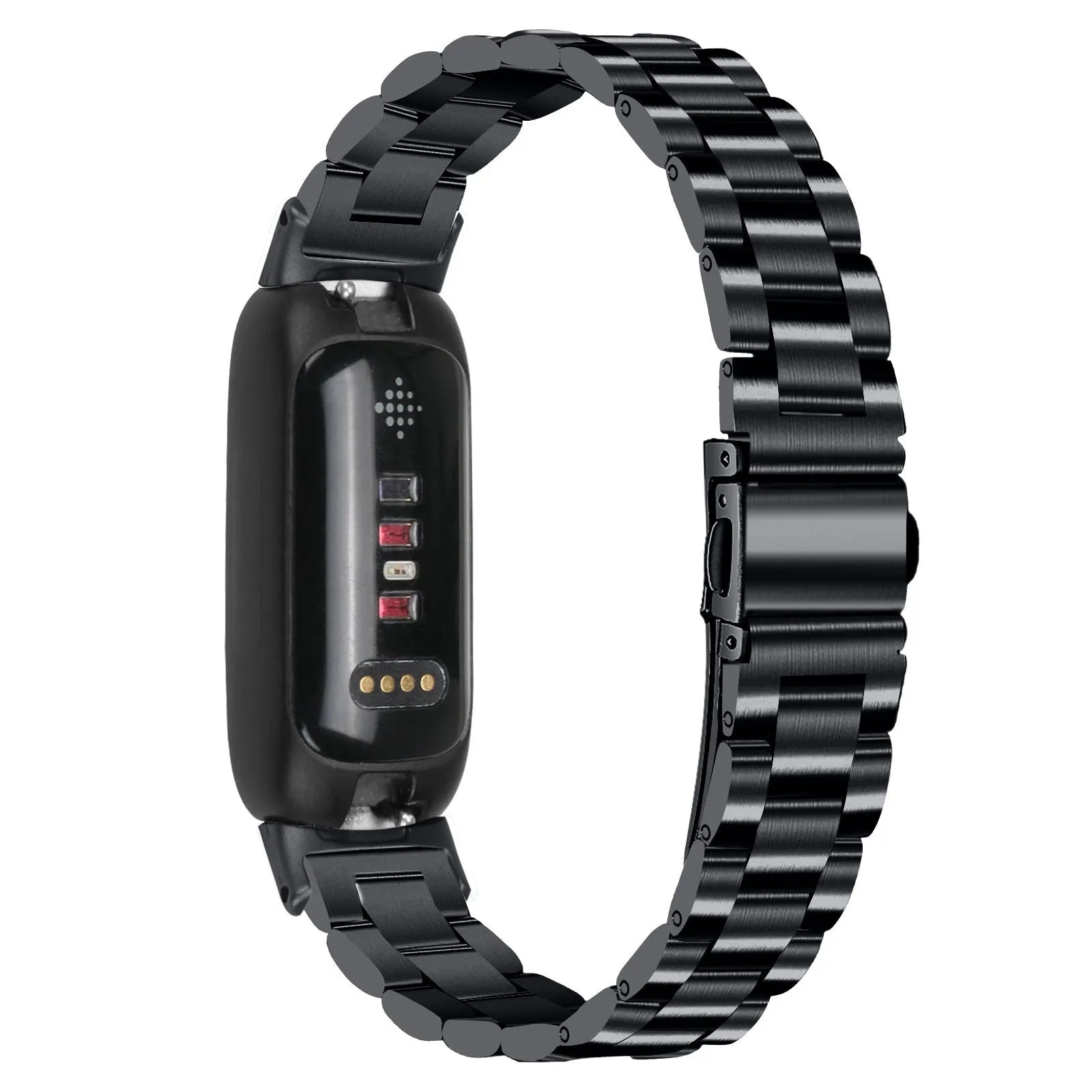 HUAWEI Watch GT 3 stainless steel three-bead mesh replacement strap in silver shown detached.