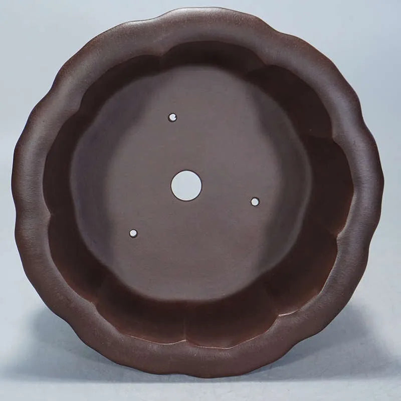 Purple sand succulent flower pot with classical Chinese petal basin design